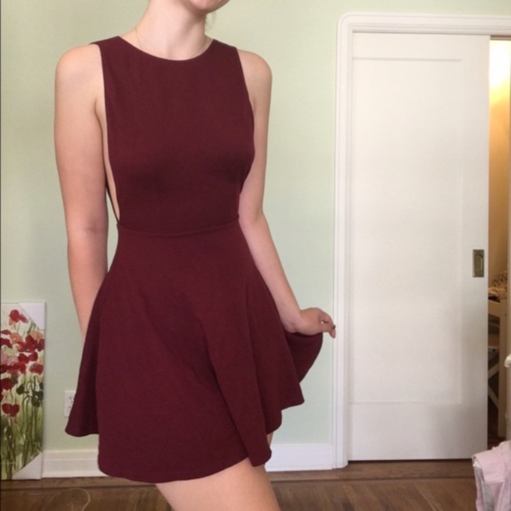 American apparel backless skater dress in maroon Small